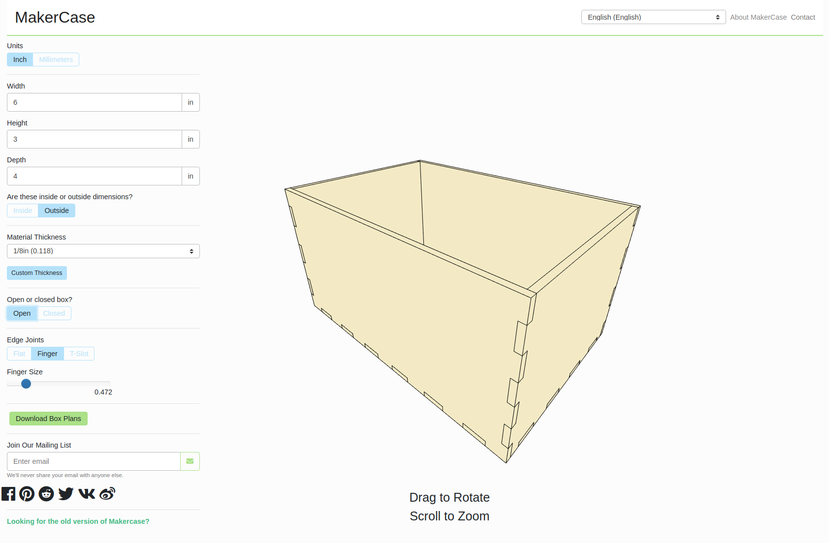 MakerCase interface